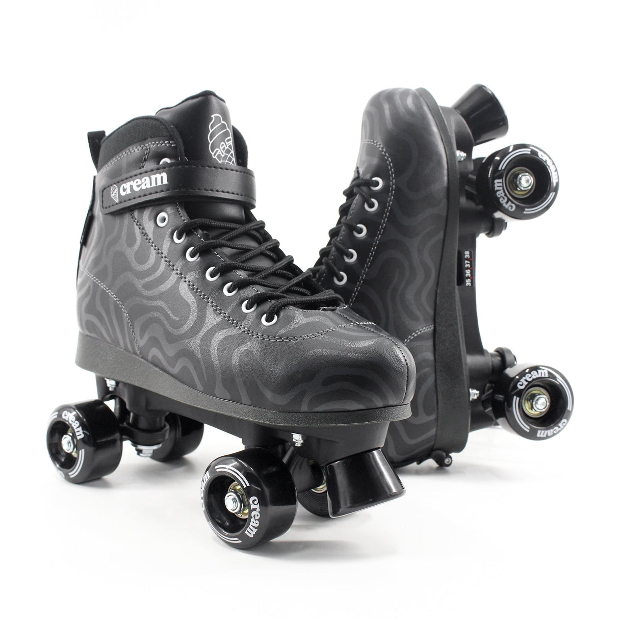 Cream Scoop Quad Roller Skates - Wave (Black)