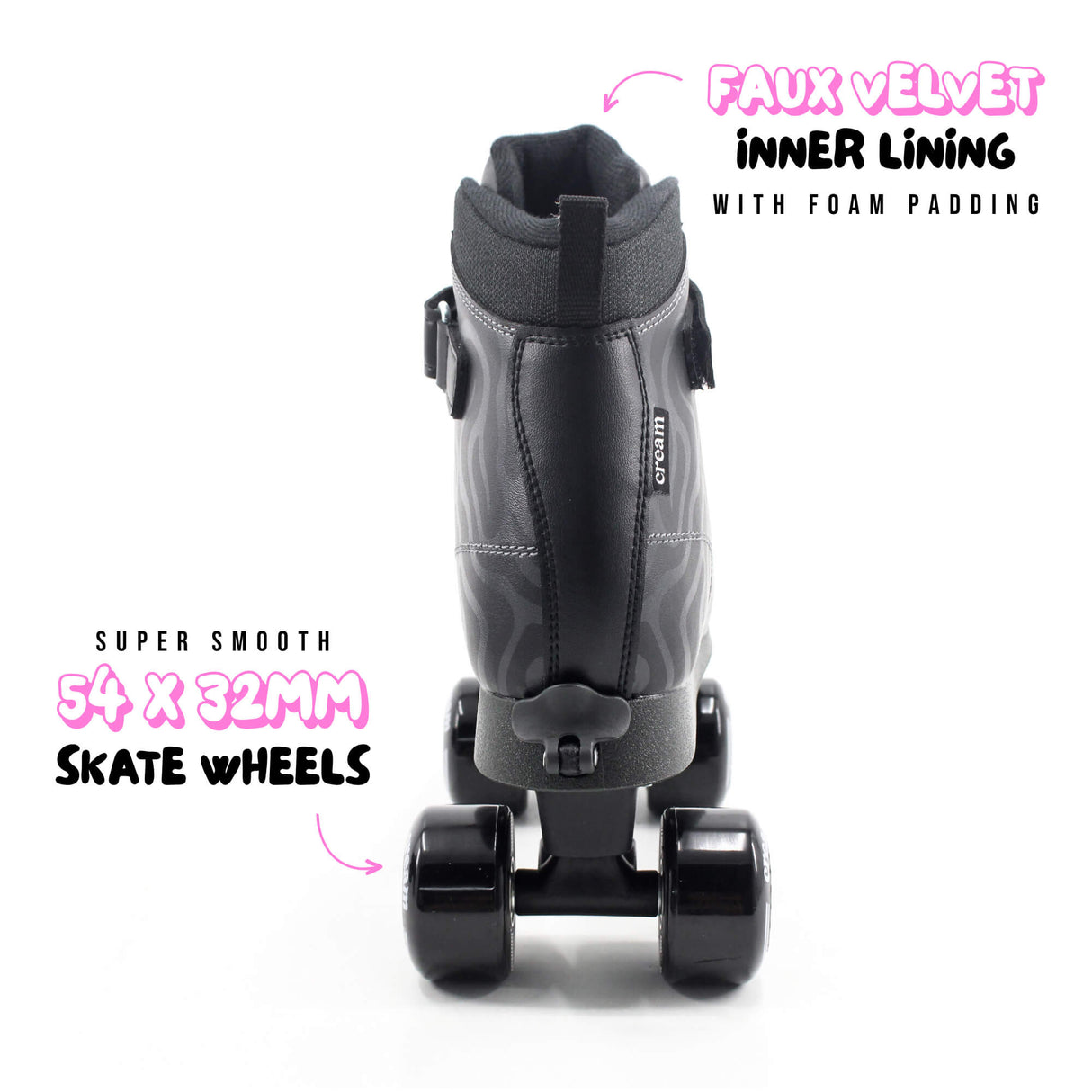 Cream Scoop Quad Roller Skates - Wave (Black)