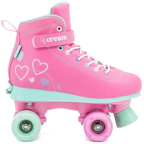 Cream Scoop Quad Roller Skates - Hearts (Pink/Teal)