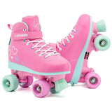 Cream Scoop Quad Roller Skates - Hearts (Pink/Teal)