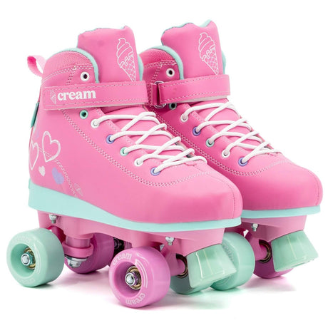 Cream Scoop Quad Roller Skates - Hearts (Pink/Teal)