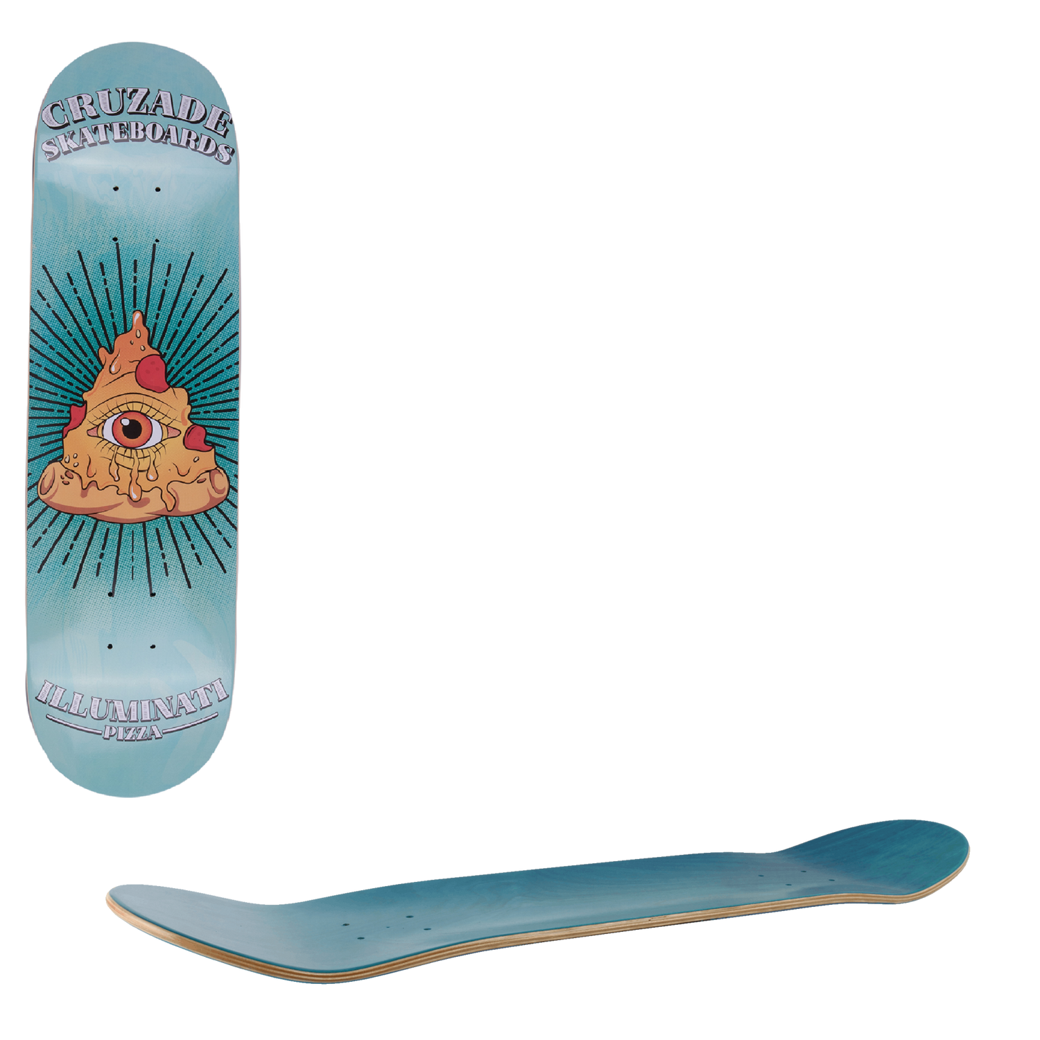 Cruzade Illuminati Pizza Skateboard Deck - 8"