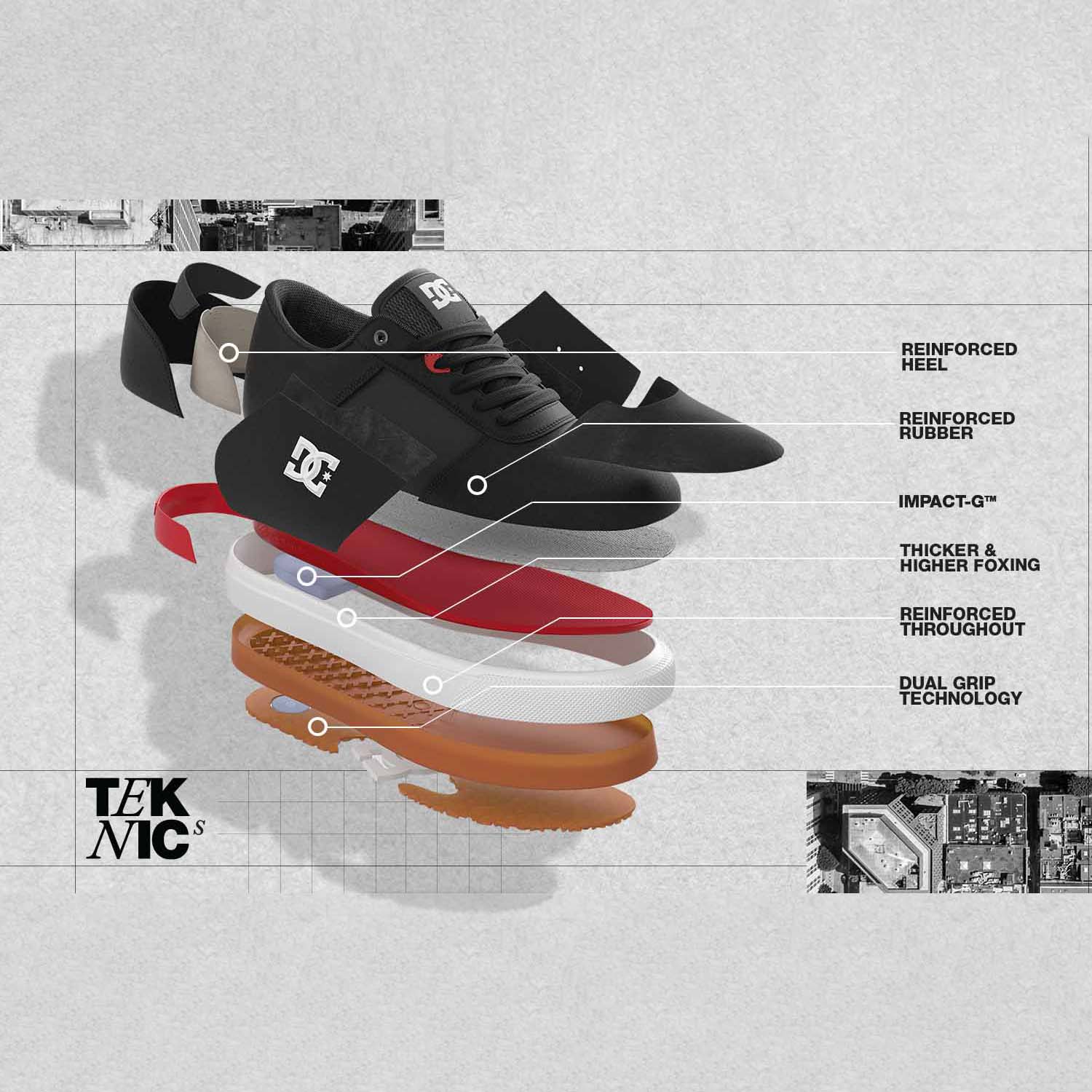 DC Teknic Skate Shoes - Black/White