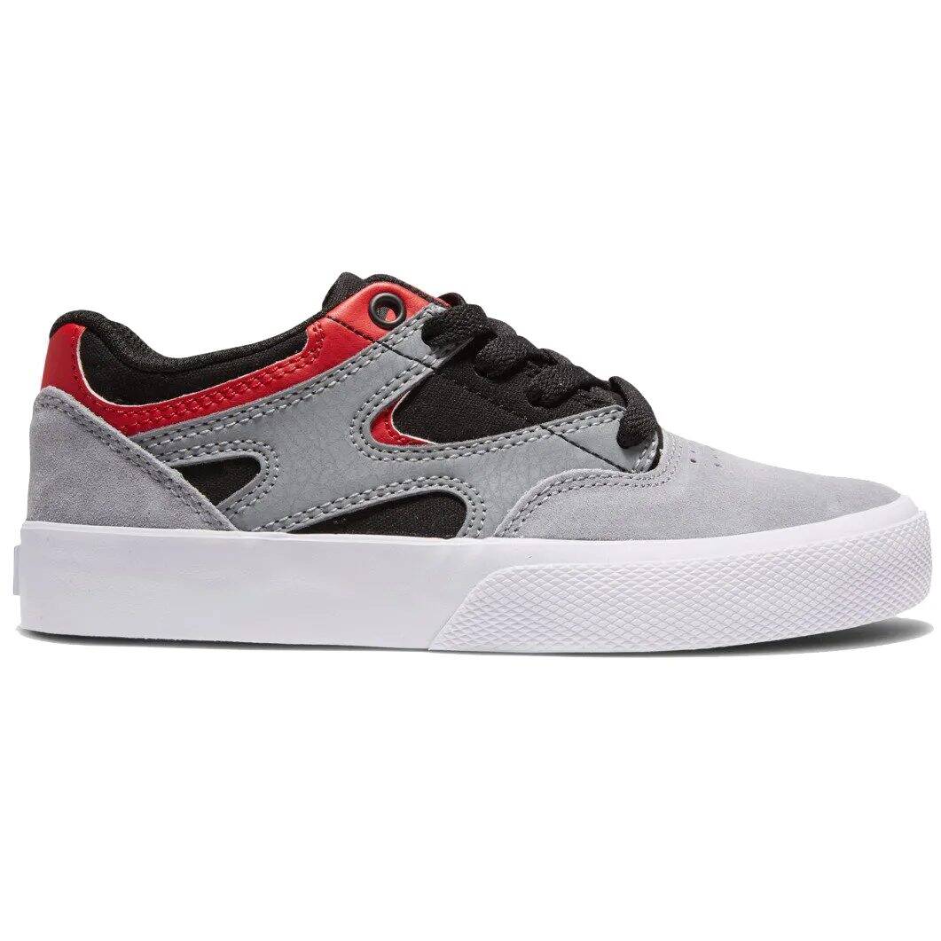 DC Kalis Vulc Youth Skate Shoes - Black/Grey/Red UK 2