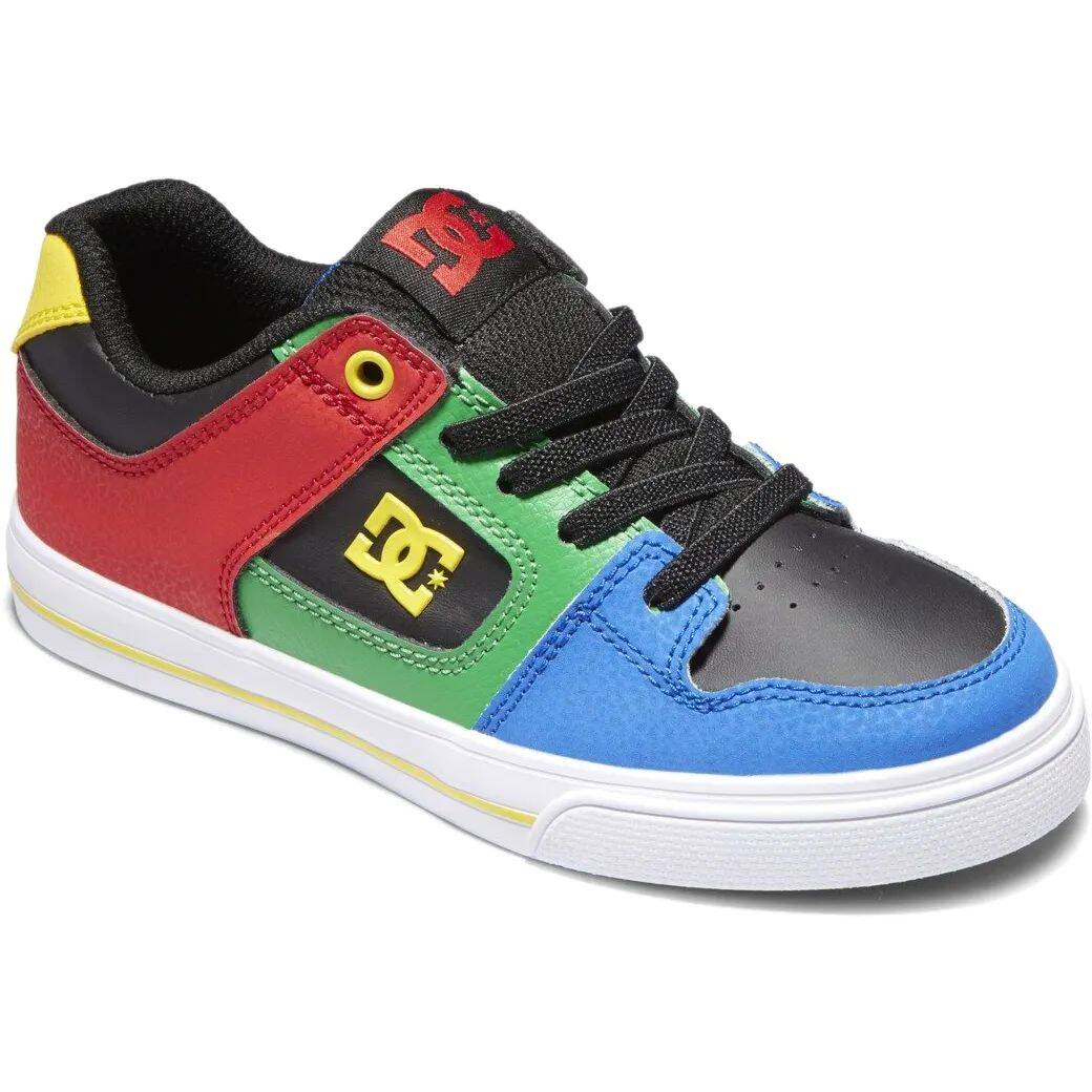 DC Pure Elastic Youth Skate Shoes - Black/Multi/White