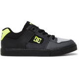 DC Pure Elastic Kids Skate Shoes - Black/Grey/Yellow UK 3
