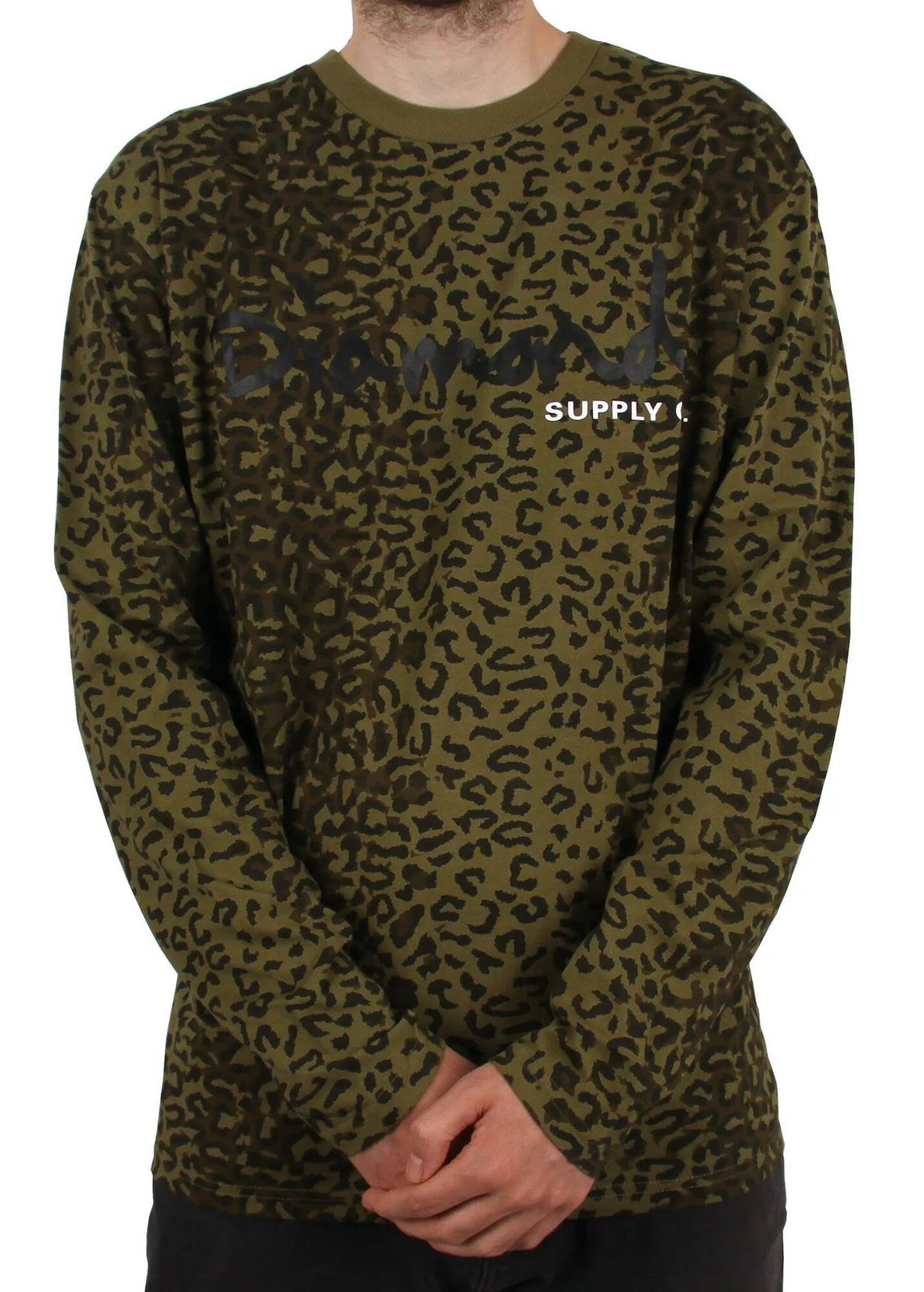 Diamond Supply Co Cheetah Canvas Long Sleeve T Shirt - Olive