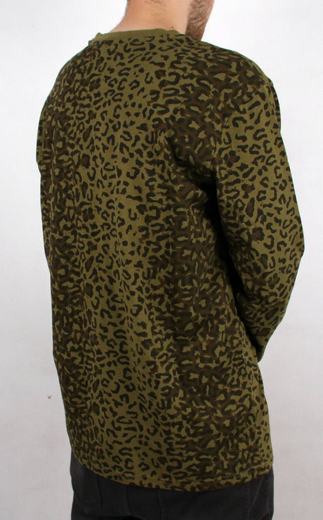 Diamond Supply Co Cheetah Canvas Long Sleeve T Shirt - Olive