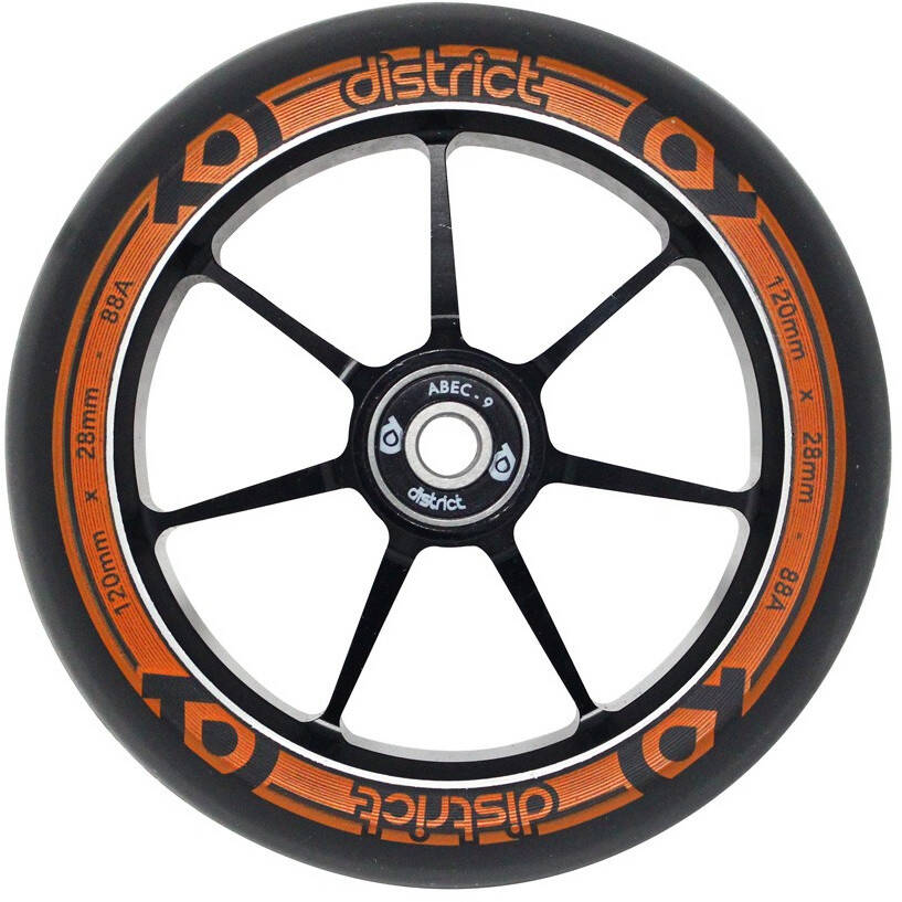 District 28mm Dual Width Core 110mm Scooter Wheel - Black/Orange