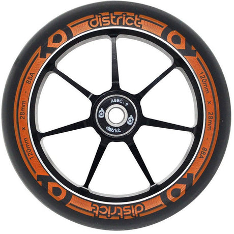 District 28mm Dual Width Core 110mm Scooter Wheel - Black/Orange