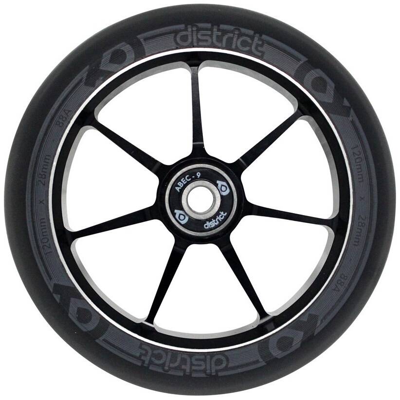 District 28mm Dual Width Core 120mm Scooter Wheel - Black/Grey