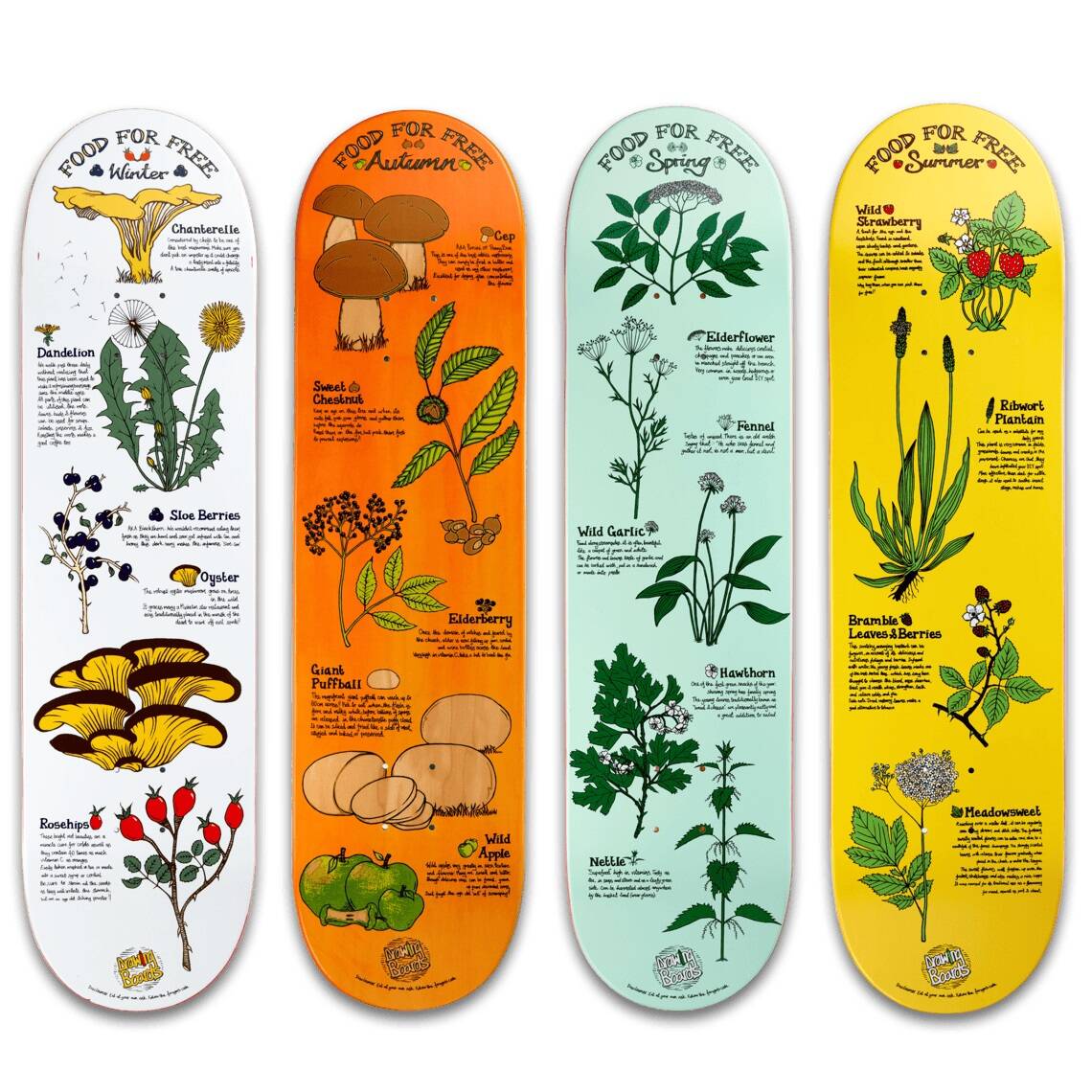 Drawing Boards Food For Free Autumn Skateboard Deck 8.25''