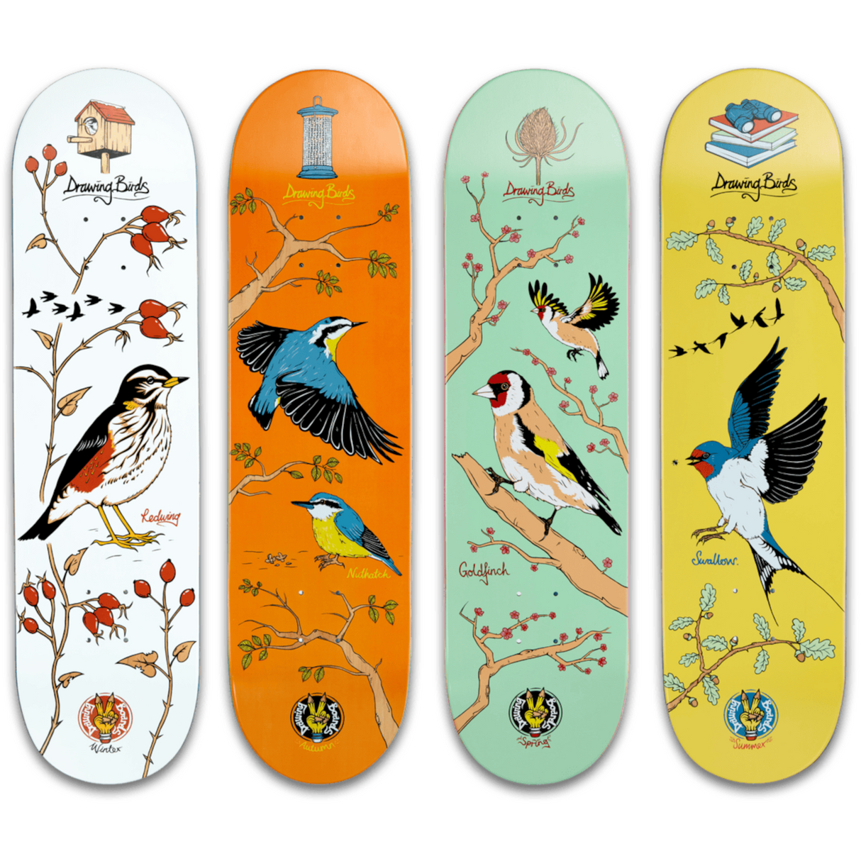Drawing Boards Birds Series Skateboard Deck - Nuthatch 8.5"