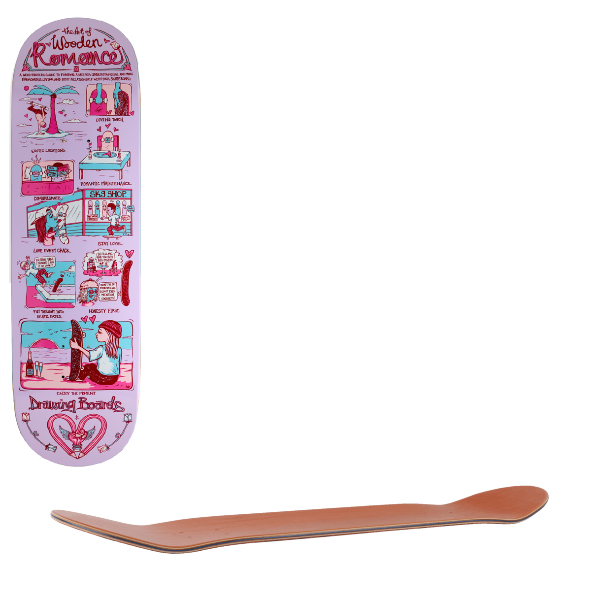 Drawing Boards Romance Skateboard Deck 8.25"