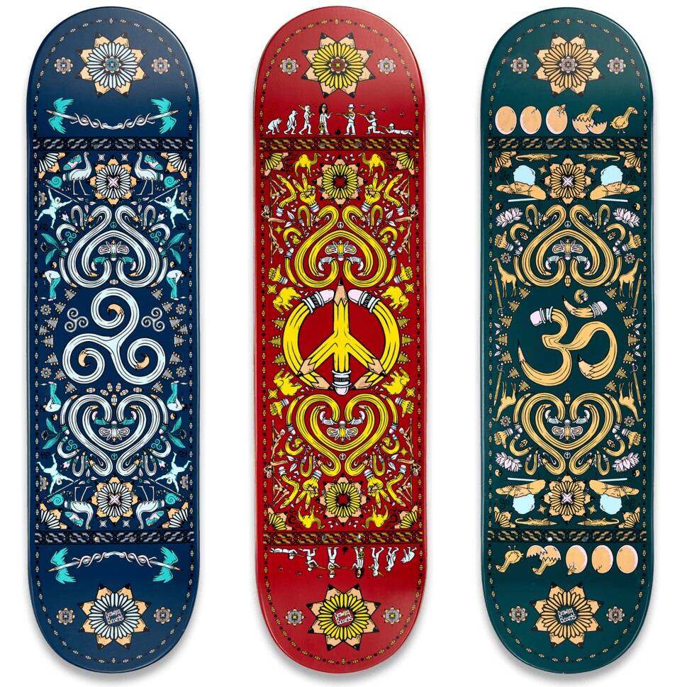 Drawing Boards Positive Patterns Skateboard Deck - OM - 8''