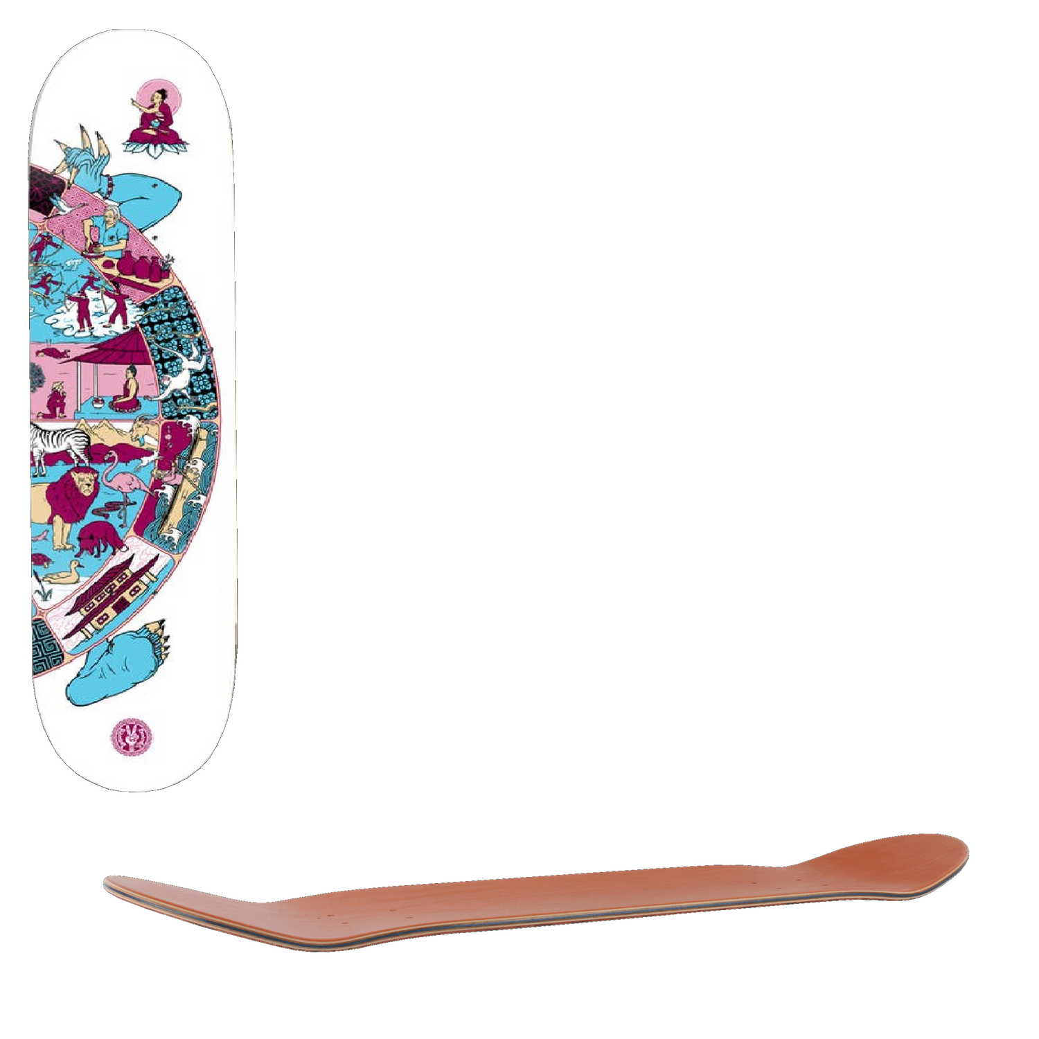 Drawing Boards Wheel Of Life Buddah Skateboard Deck 7.5''