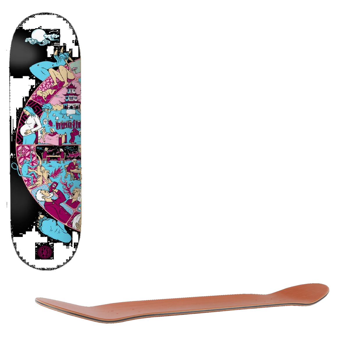 Drawing Boards Wheel Of Life Moon Skateboard Deck 8.375''