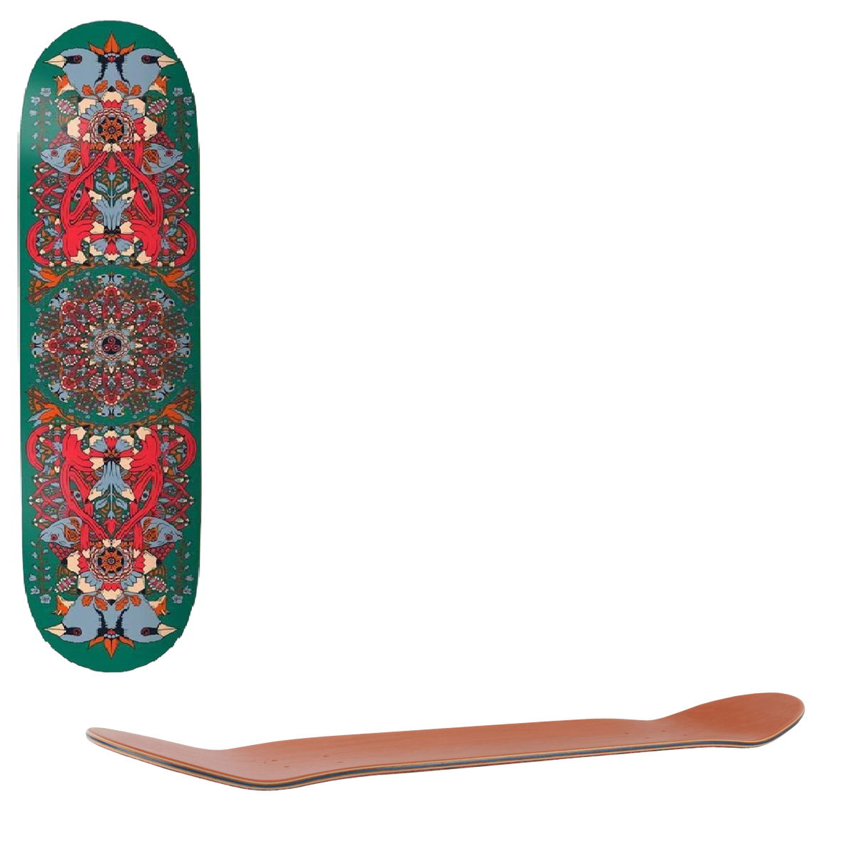 Drawing Boards Mandala Skateboard Deck - Green 8.0''