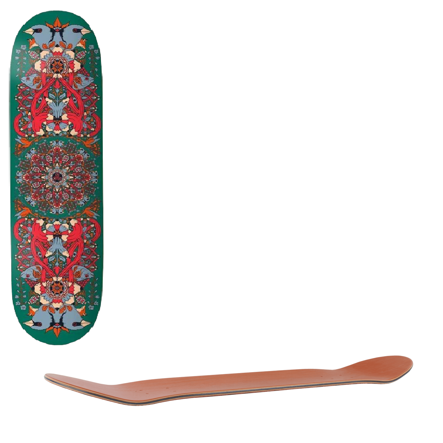 Drawing Boards Mandala Skateboard Deck - Green 8.5''