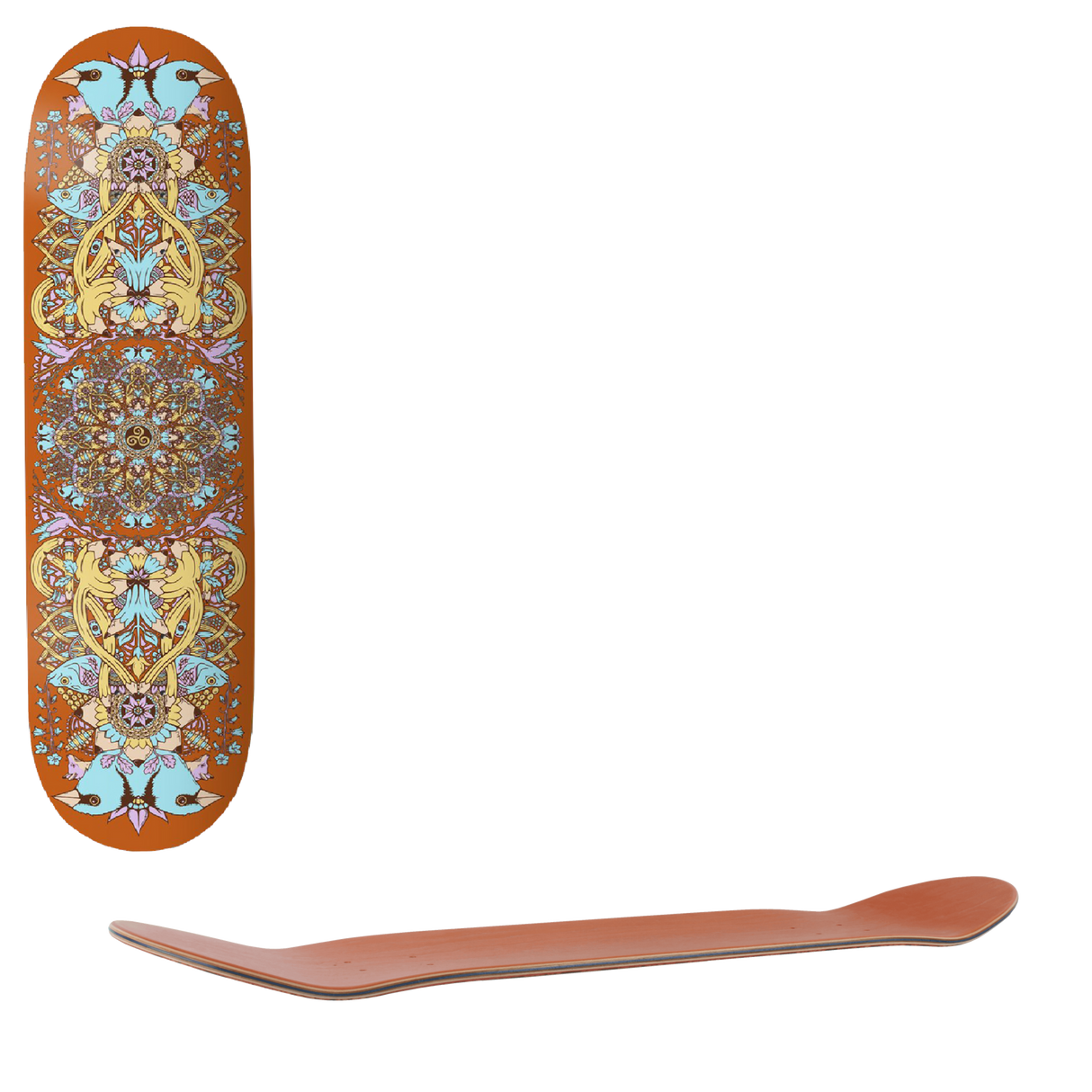 Drawing Boards Mandala Skateboard Deck - Orange 7.75''