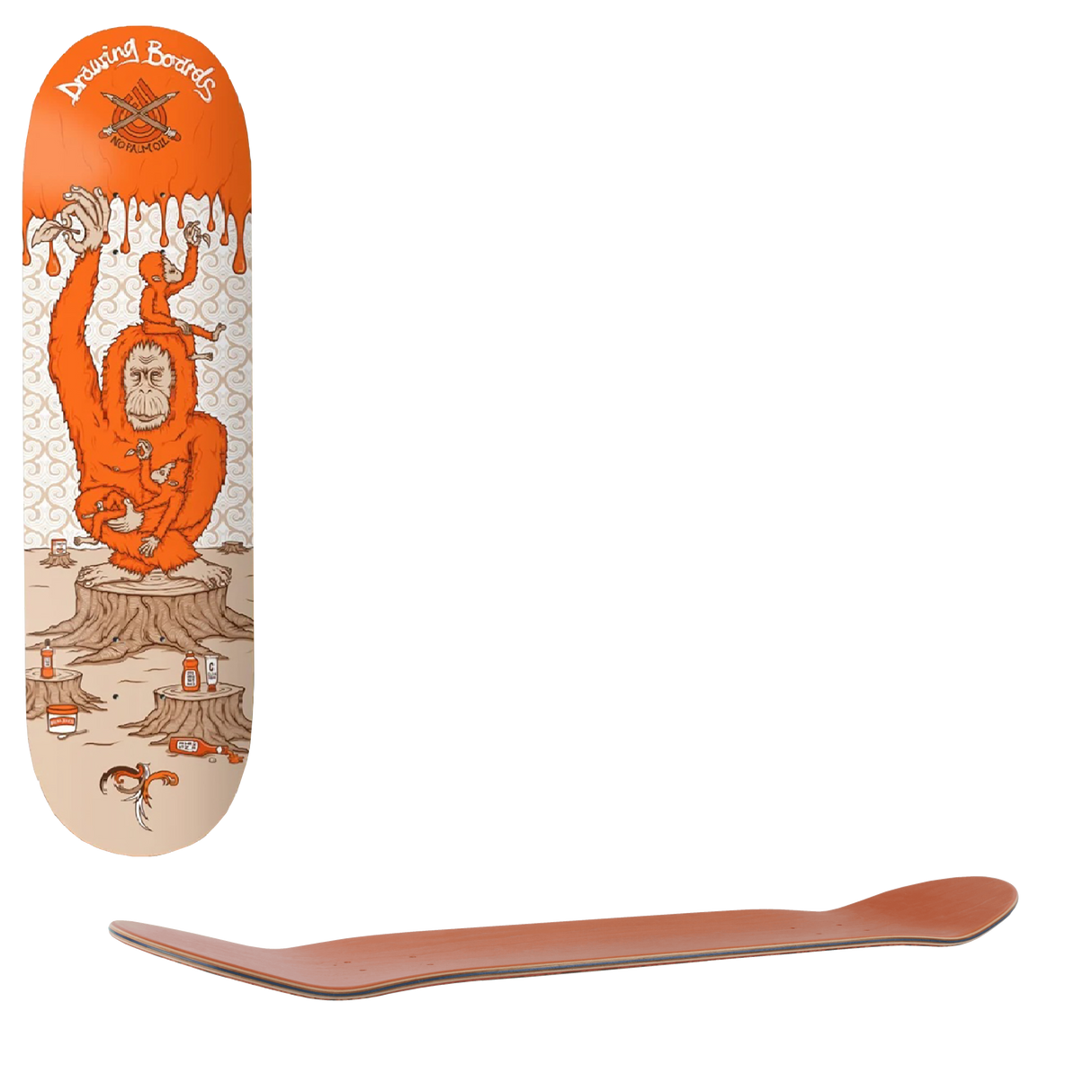 Drawing Boards Orangutan Skateboard Deck 8.0''