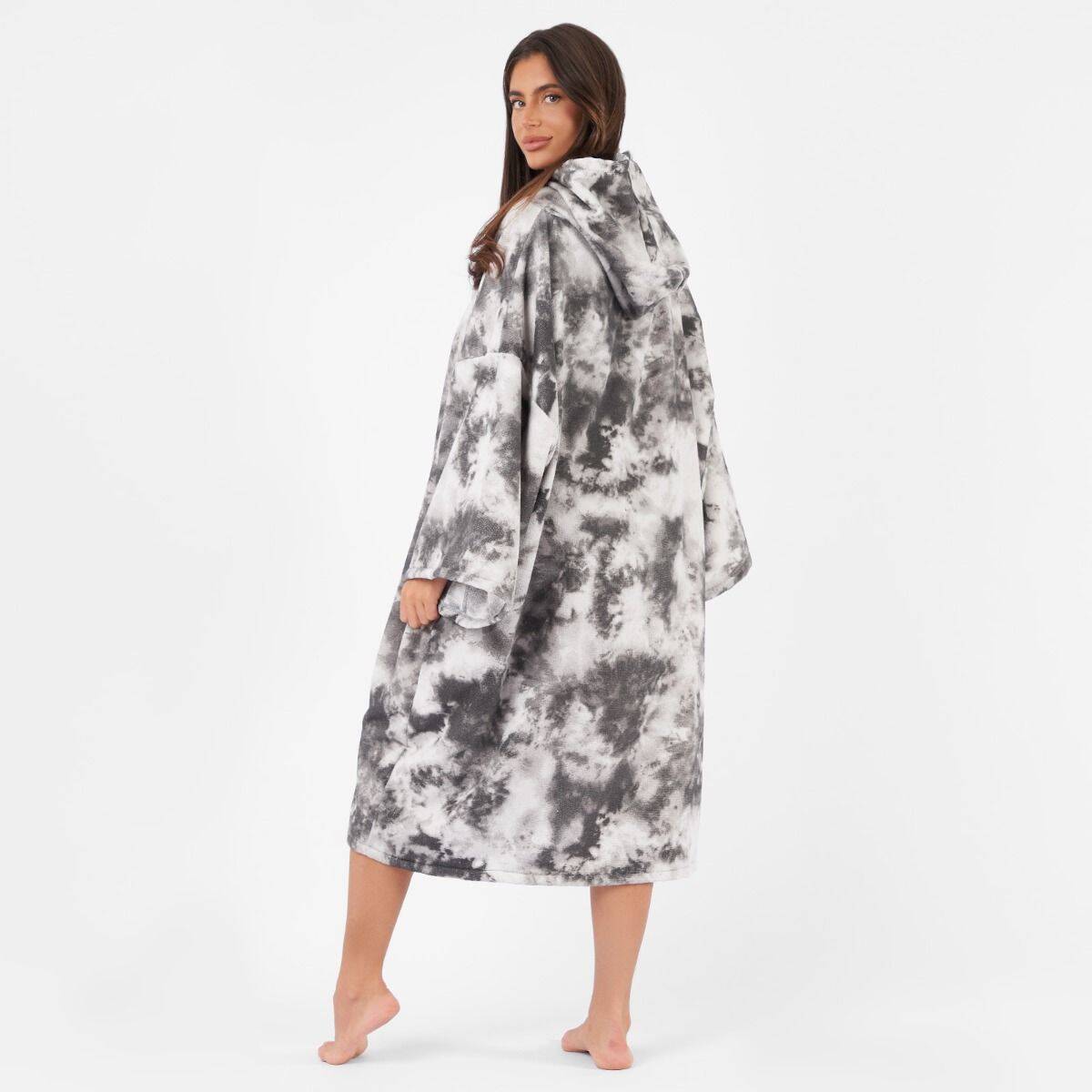 Dreamscene Adult Towel Poncho - Grey Tie Dye