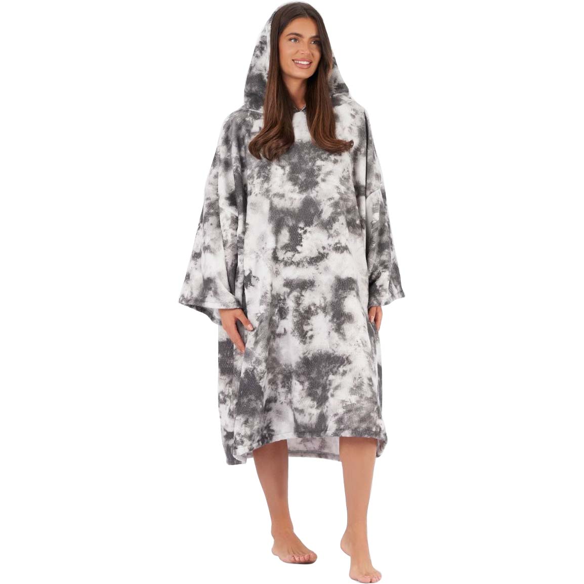 Dreamscene Adult Towel Poncho - Grey Tie Dye