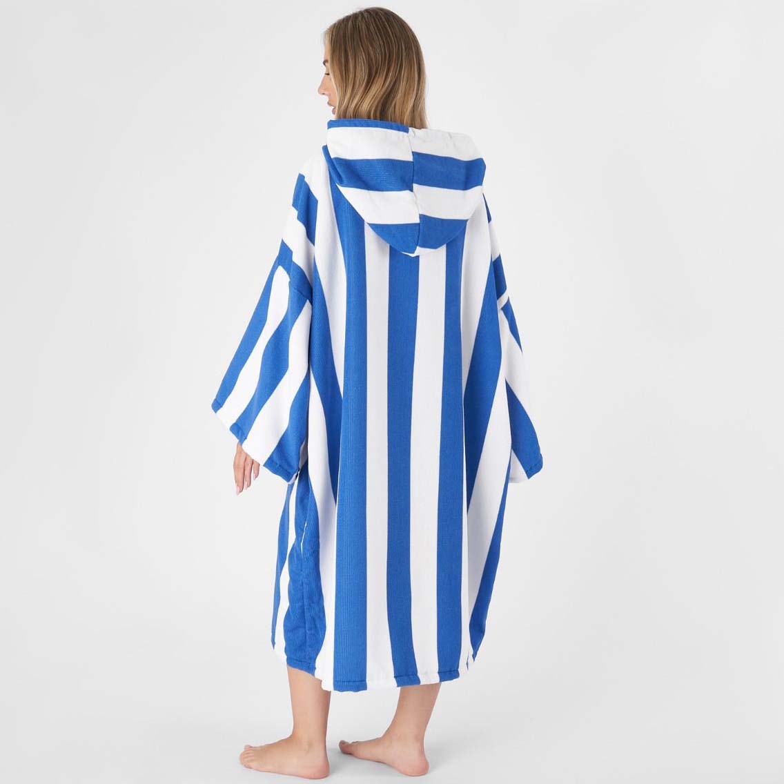 Dreamscene Adult Towel Poncho - Navy Stripe