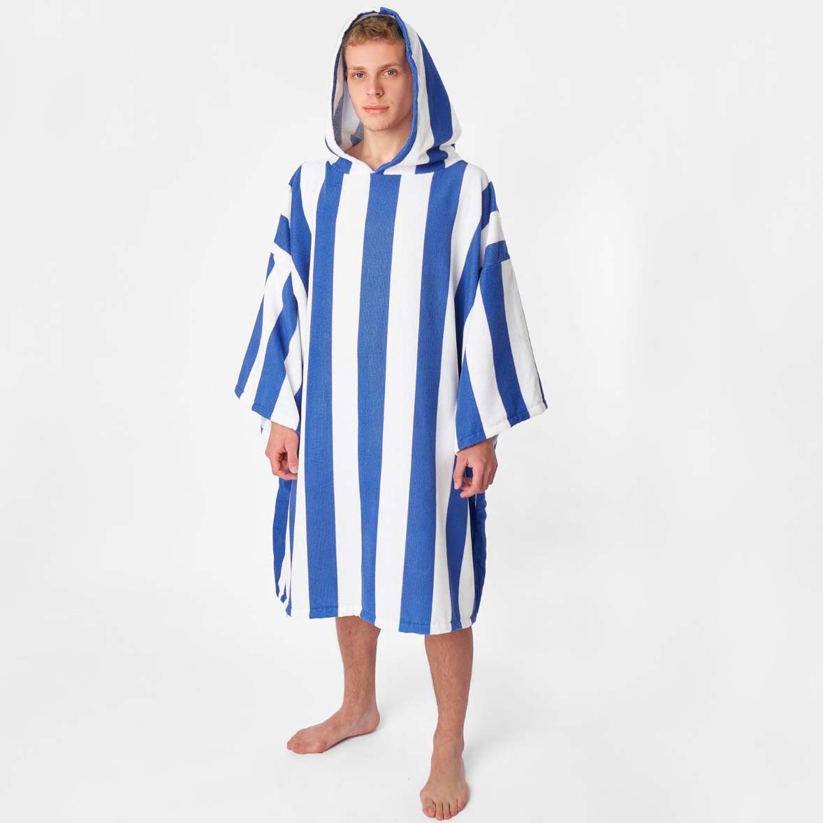 Dreamscene Adult Towel Poncho - Navy Stripe