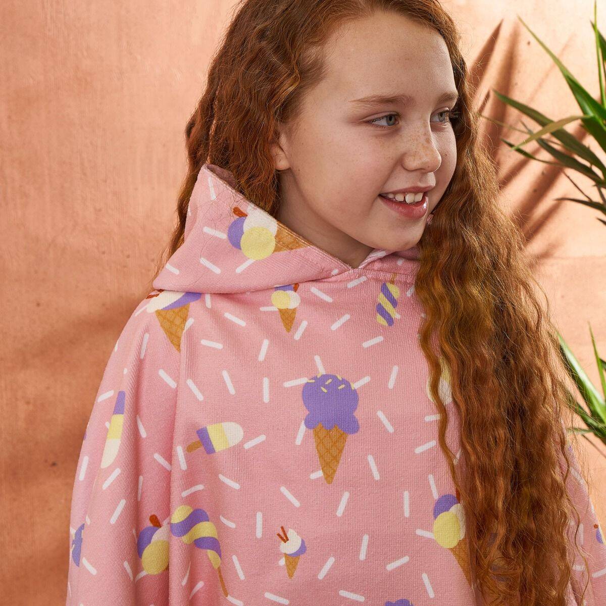 Dreamscene Kids Poncho Towel - Ice Cream Blush