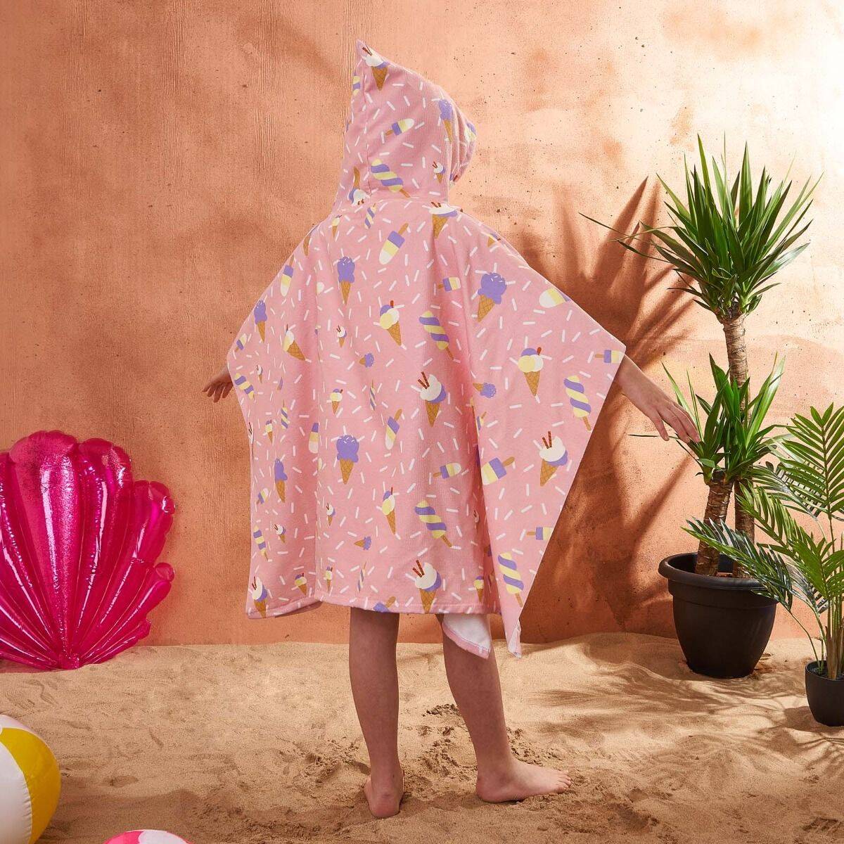 Dreamscene Kids Poncho Towel - Ice Cream Blush
