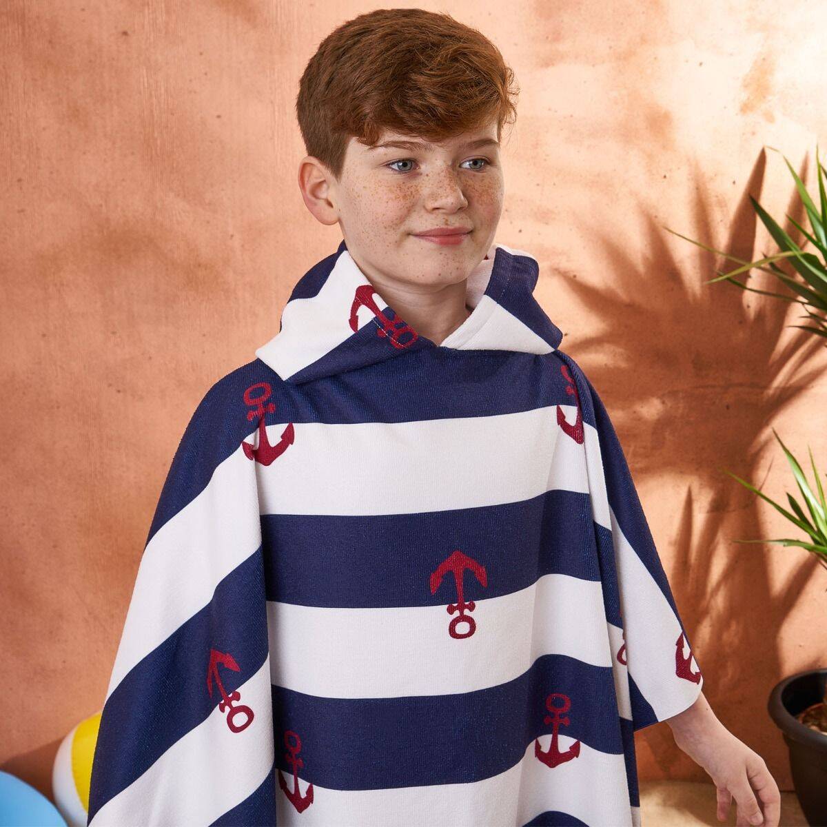 Dreamscene Kids Poncho Towel - Anchor Navy