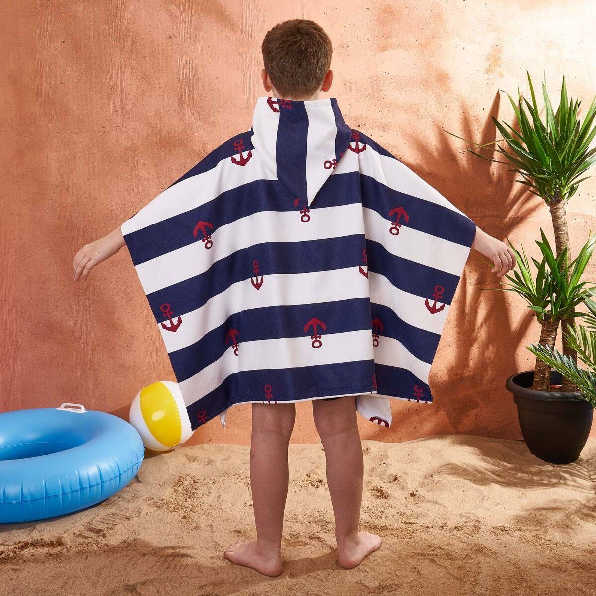 Dreamscene Kids Poncho Towel - Anchor Navy