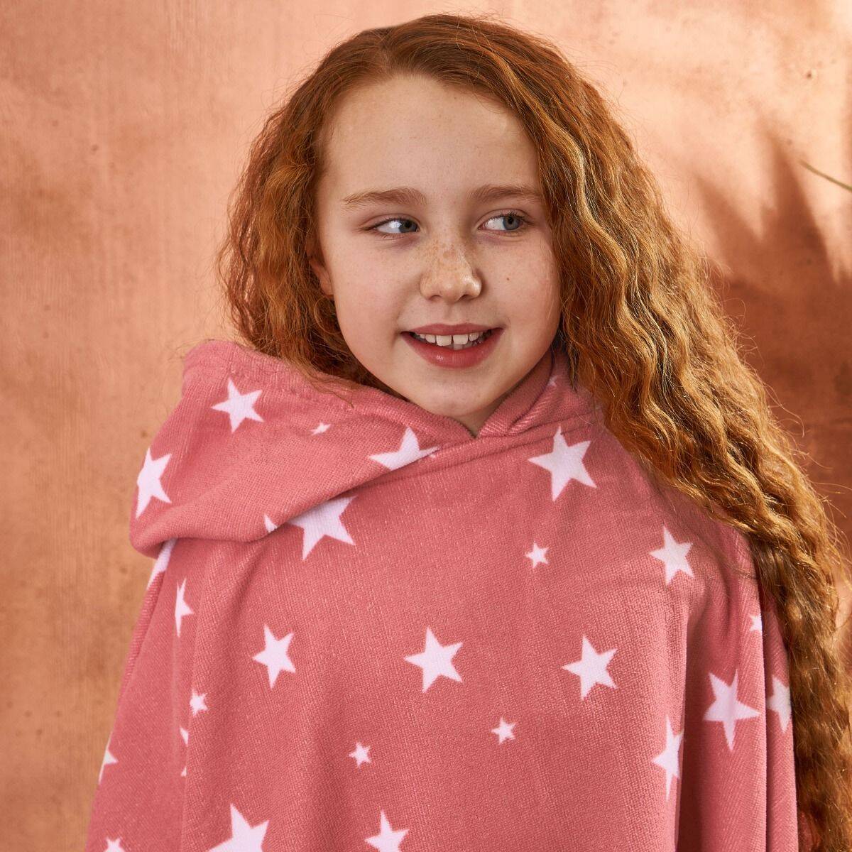 Dreamscene Kids Poncho Towel - Star Blush