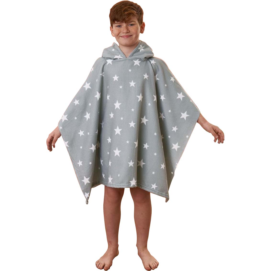 Dreamscene Kids Poncho Towel - Star Grey