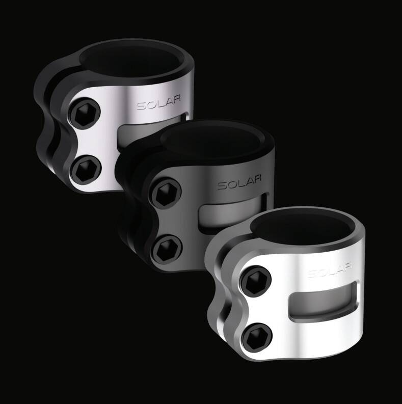 Drone Solar Double Collar Scooter Clamp - Silver