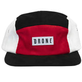 Drone 5 Panel Cap - White/Black/Red Suede