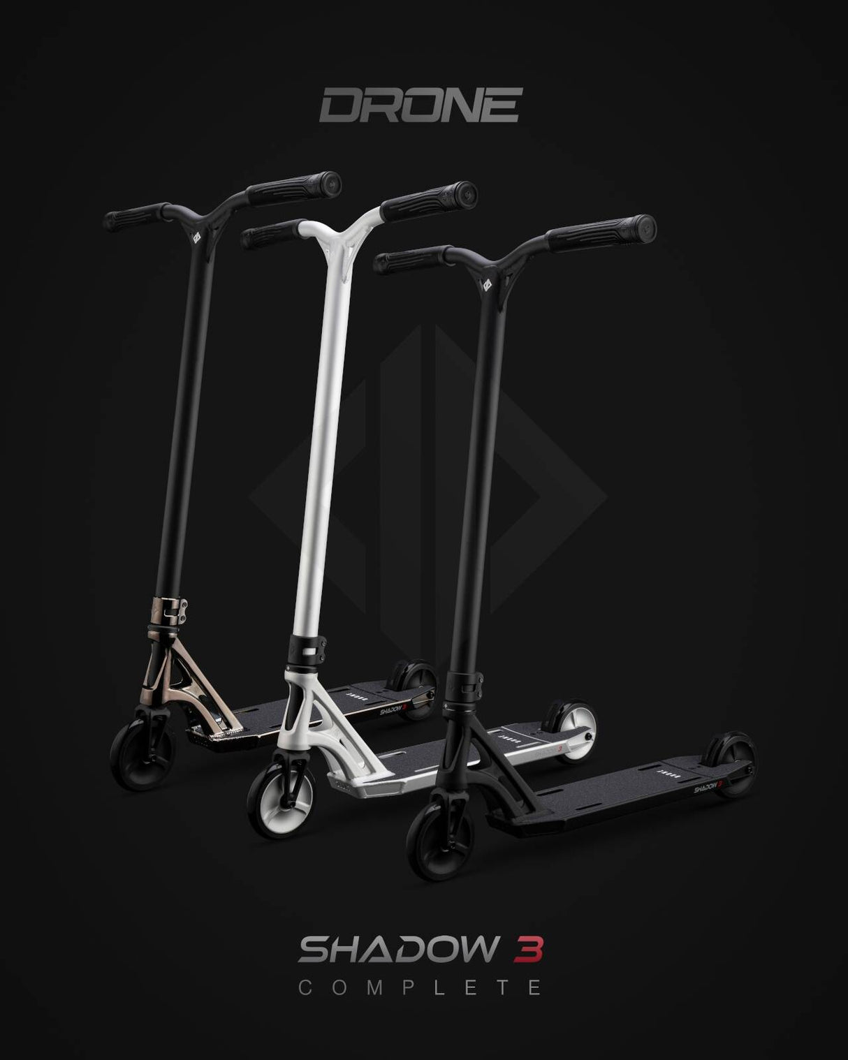 Drone Shadow 3 Feather-Light Stunt Scooter - Silver Anodised