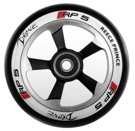 Drone RP5 110mm Scooter Wheel - Black/Chrome/White Wall