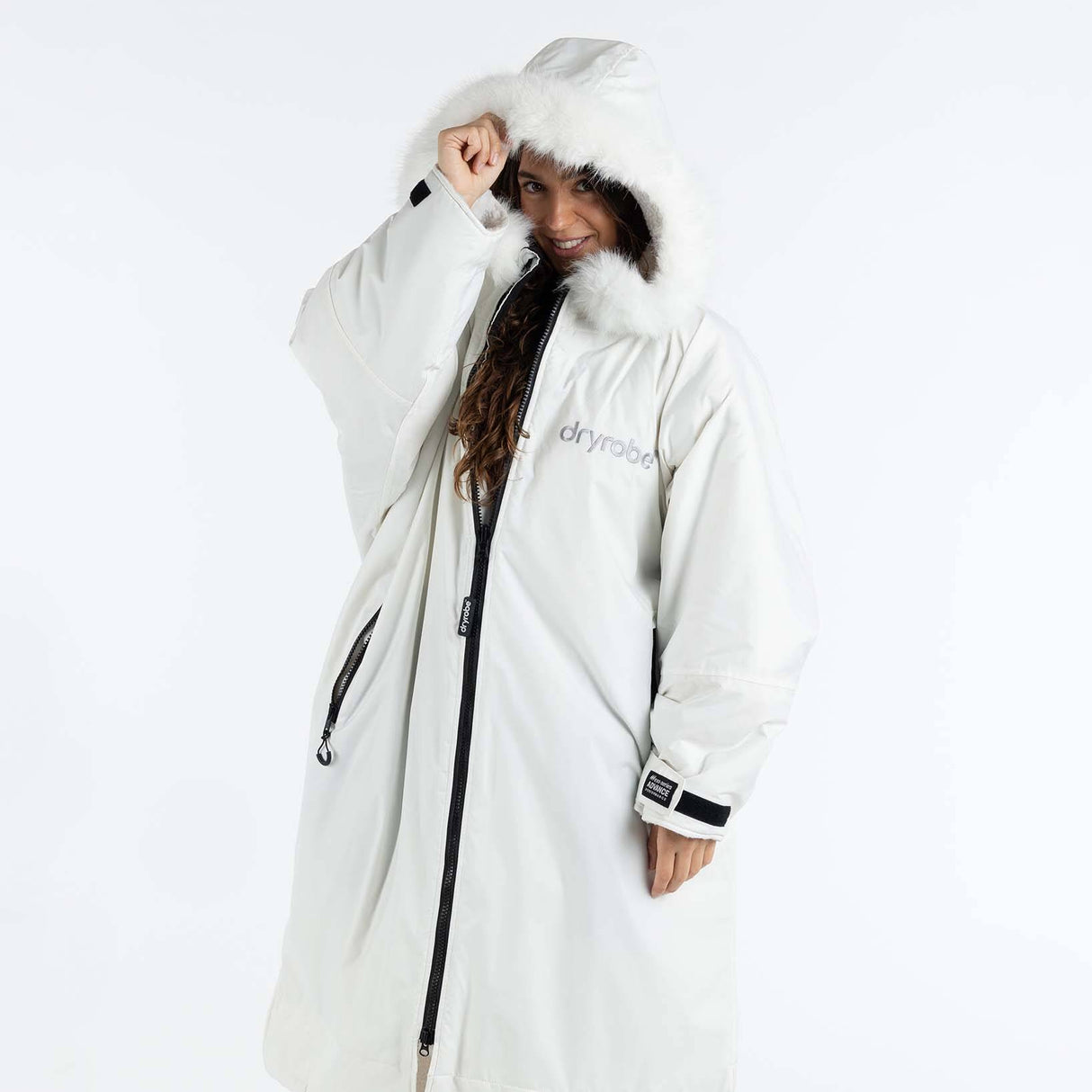 Dryrobe Alpine Adults Advance Long Sleeve Changing Robe - White/Grey