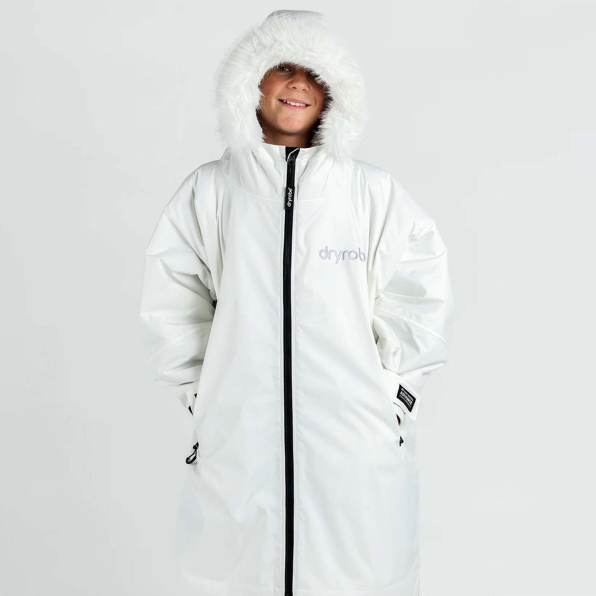 Dryrobe Kids Advance Long Sleeve Changing Robe - White/Grey