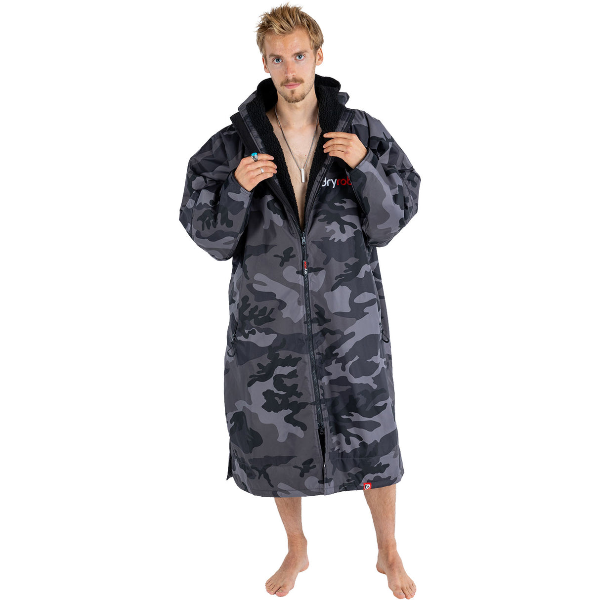 Dryrobe Advance Long Sleeve V3 Changing Robe - Black/Camoflage/Black