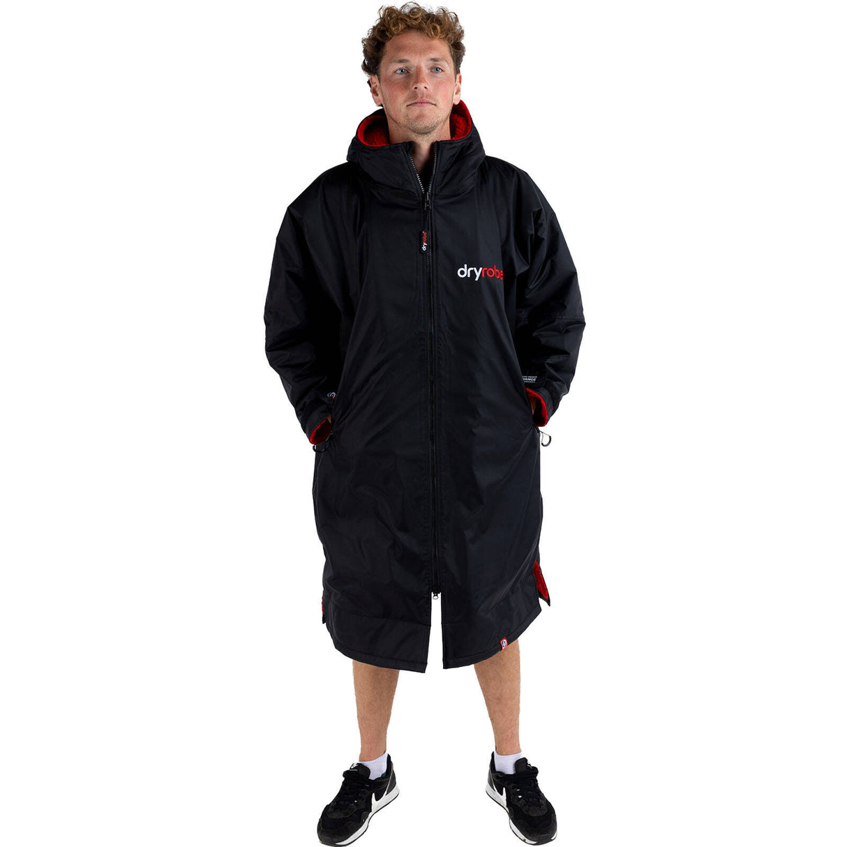 Dryrobe Advance Long Sleeve V3 Changing Robe - Black/Red