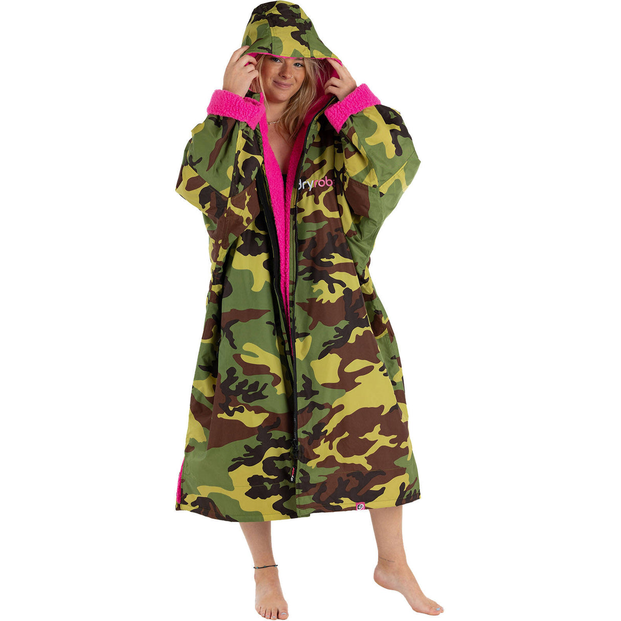 Dryrobe Advance Long Sleeve V3 Changing Robe - Camoflage/Pink