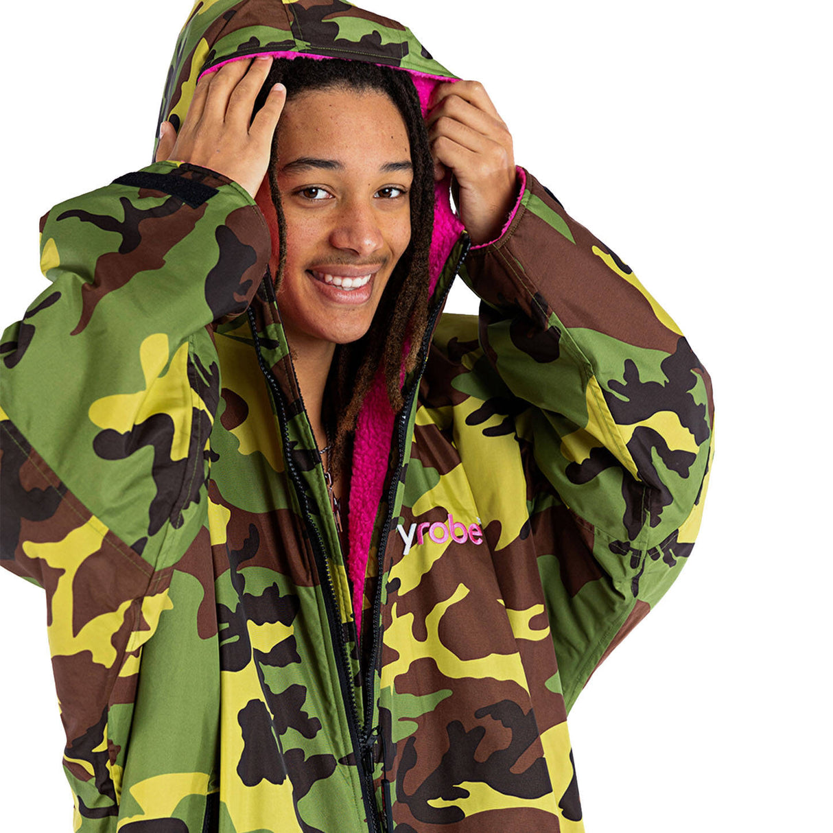 Dryrobe Advance Long Sleeve V3 Changing Robe - Camoflage/Pink