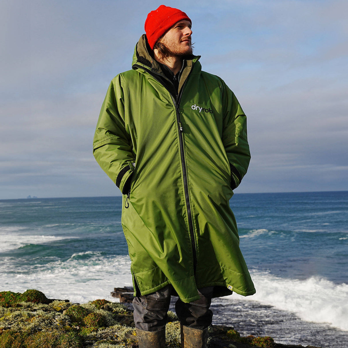 Dryrobe Advance Long Sleeve V3 Changing Robe - Dark Green/Black