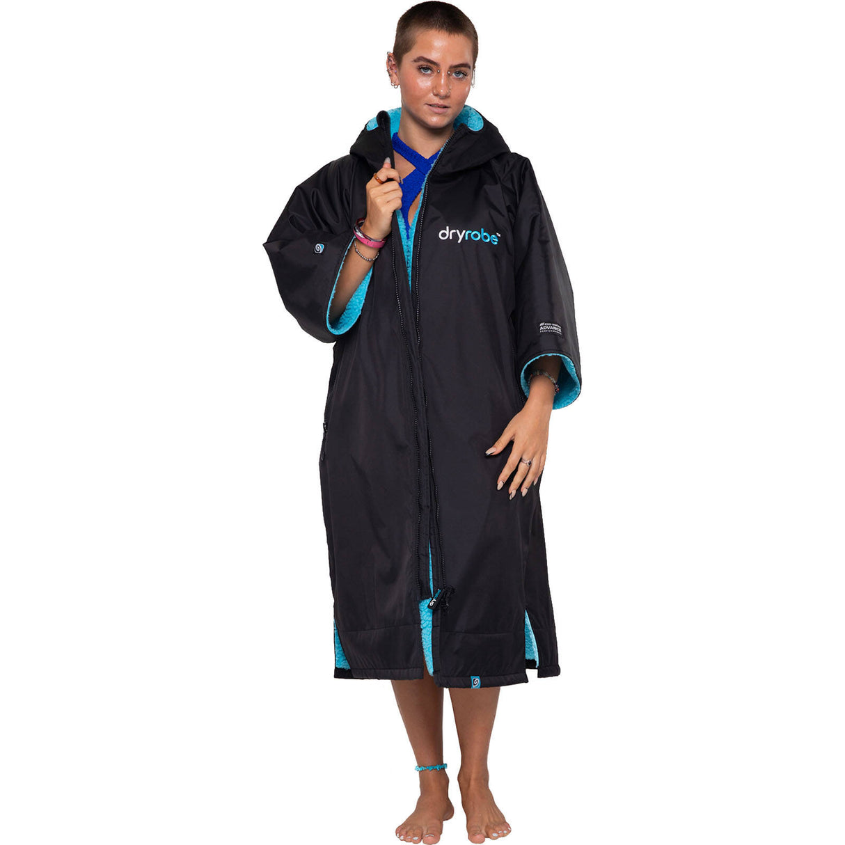 Dryrobe Advance Short Sleeve V3 Changing Robe - Black/Blue