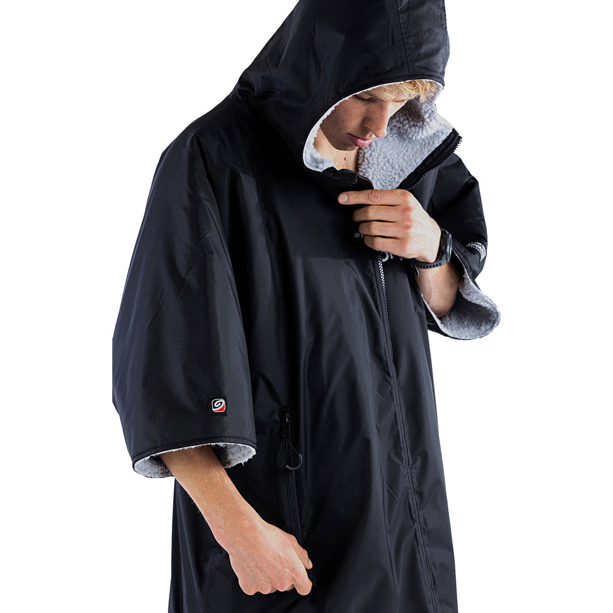 Dryrobe Advance Short Sleeve V3 Changing Robe - Black/Grey