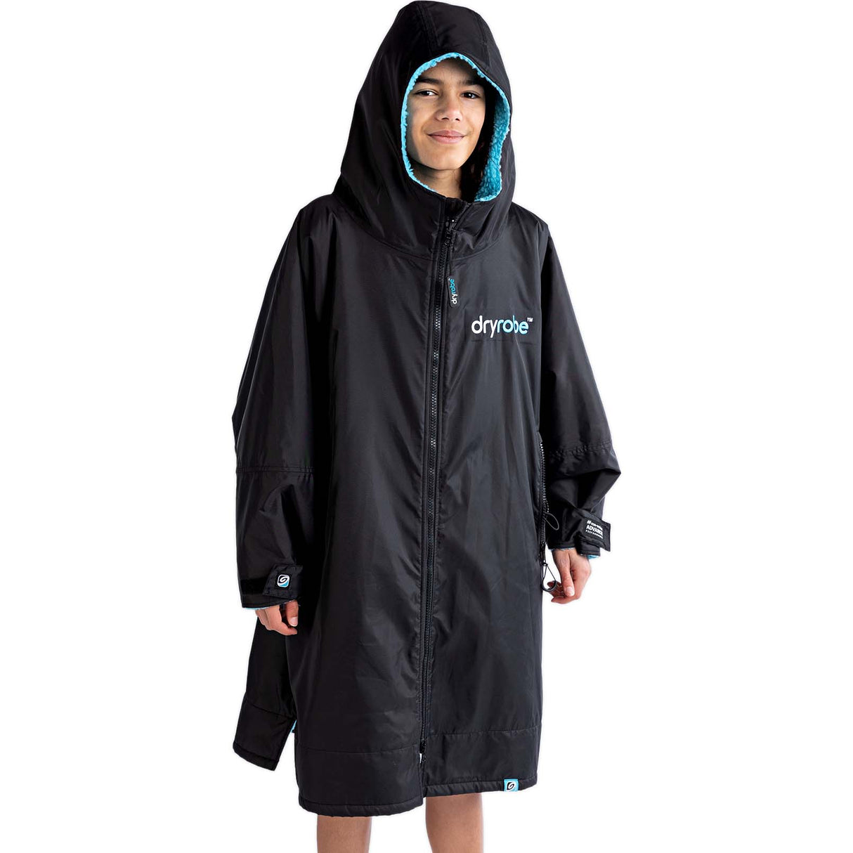 Dryrobe Advance Kids Long Sleeve V3 Changing Robe - Black/Blue