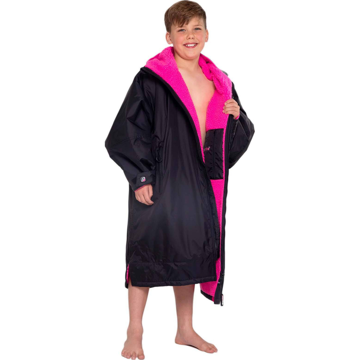 Dryrobe Advance Kids Long Sleeve V3 Changing Robe - Black/Pink